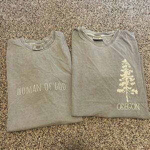 Two grey comfort colors shirts